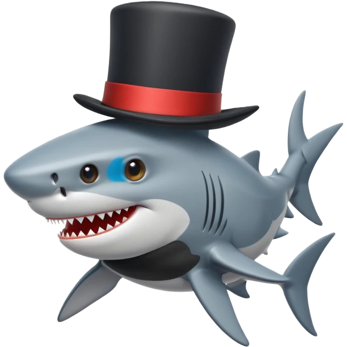 Shark with a top hat emoji