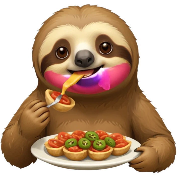 A sloth eating some Spanish tapas emoji