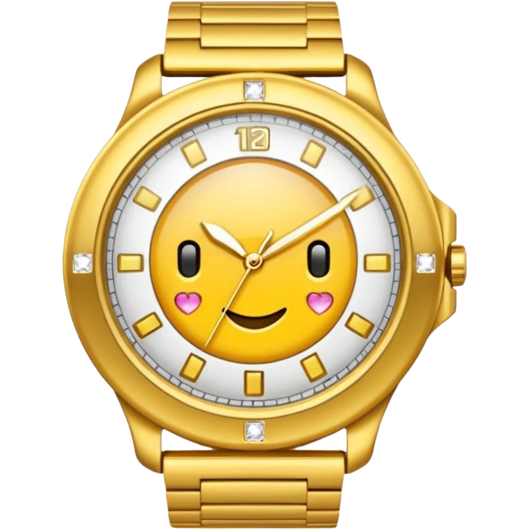 Crea un reloj de oro amarillo con muchos diamantes, sin la cara de fondo emoji