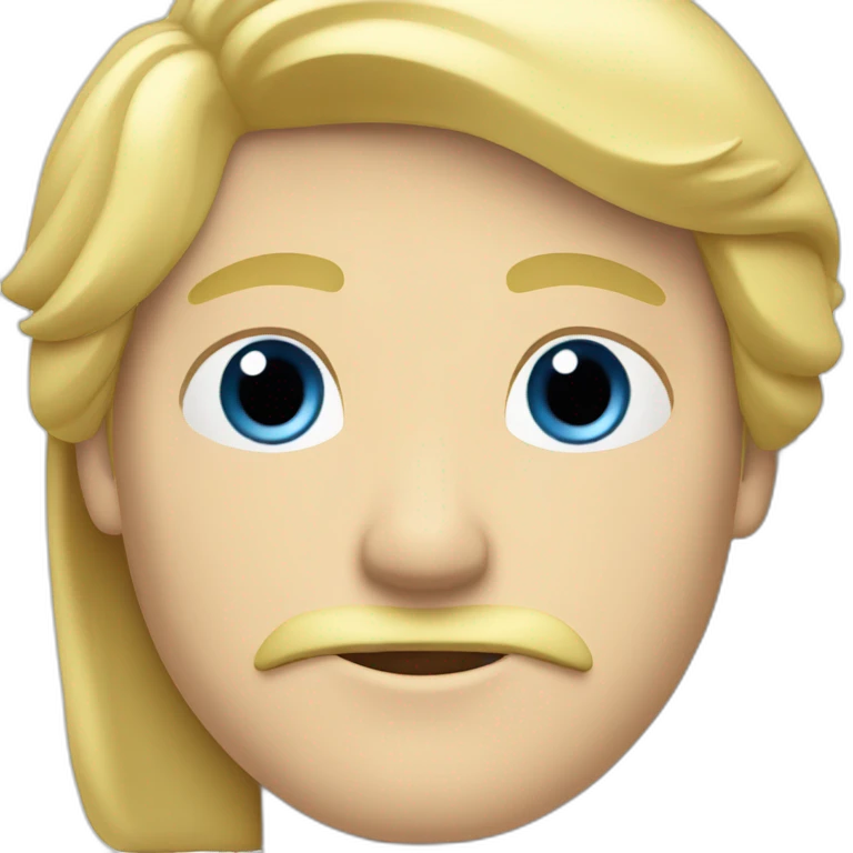 blonde white male with blue eyes and a moustache that has medium length curtain hair emoji