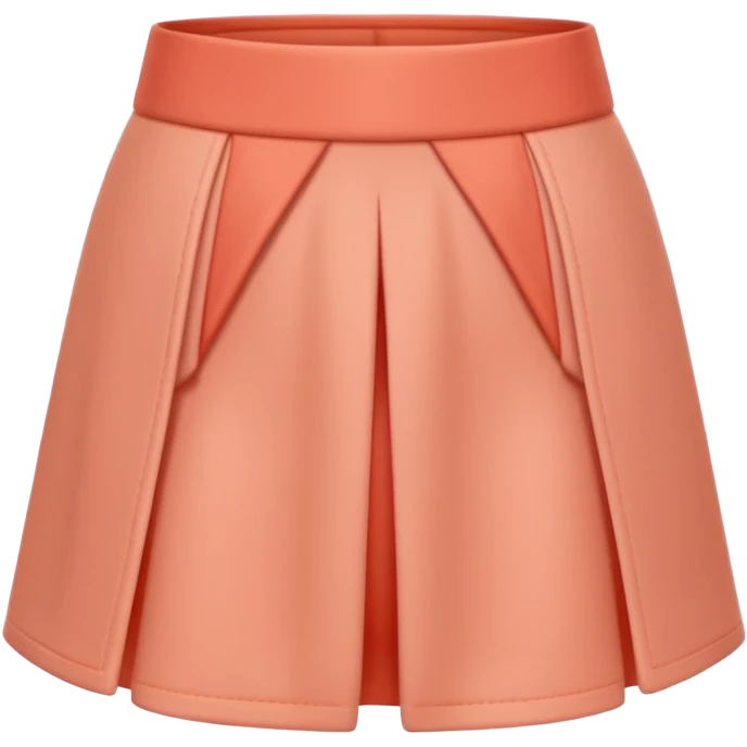 A 3D cartoon peach-coral skort (skirt-shorts combo) with gentle fabric folds and neat finish, isolated on plain background, Memoji-style. emoji