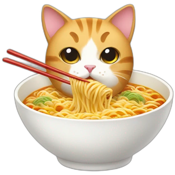 cat with ramen emoji