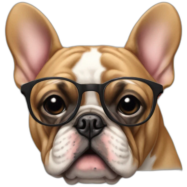 Bouledogue français avec des lunettes emoji