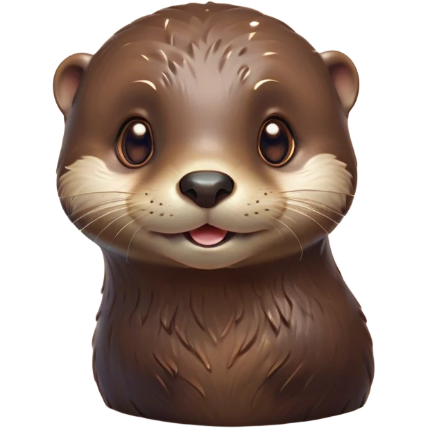 Cinematic Cute Otter Portrait Emoji, Head tilted playfully and inquisitively, featuring a glossy, streamlined brown Fur with a cute, twitching nose and round, sparkling eyes filled with curiosity, Simplified yet irresistibly adorable features, highly detailed, glowing with a warm, friendly glow, high shine, affectionate and sprightly, stylized with a touch of aquatic whimsy, bright and endearing, soft glowing outline, capturing the essence of a mischievous yet loving otter, so playful it feels like it could splash out of the screen and into your arms! emoji