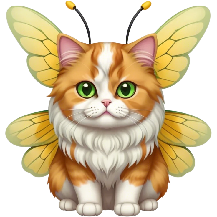 Calico Persian Cat with Bee wings green eyes emoji