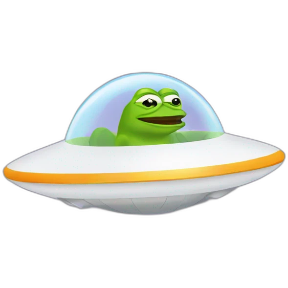 pepe driving in flying saucer emoji