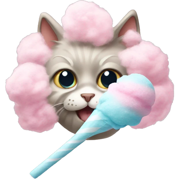 cat eating cotton candy emoji