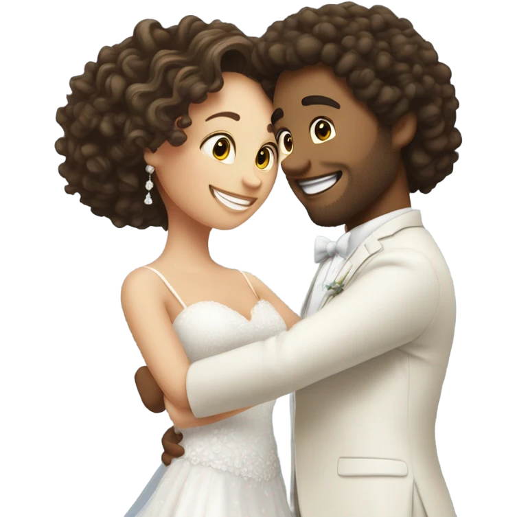 first dance wedding curly man and brunette woman emoji