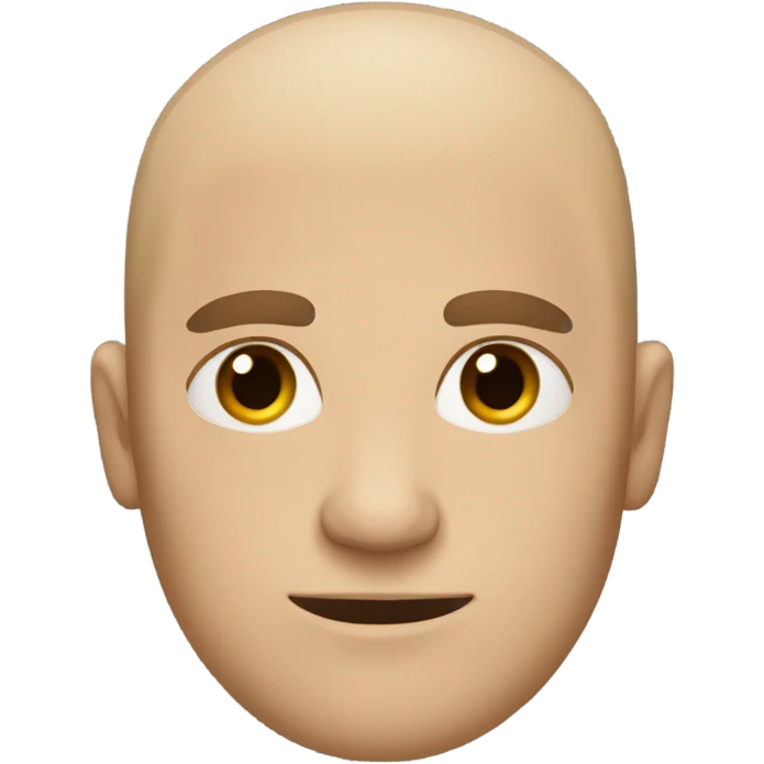 half mush half shaven half bald half hair brown man with oval face brown eyes emoji