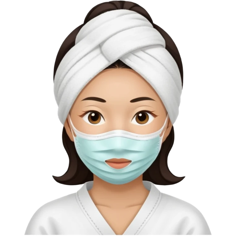 Lady with face mask spa beauty full face relaxing emoji