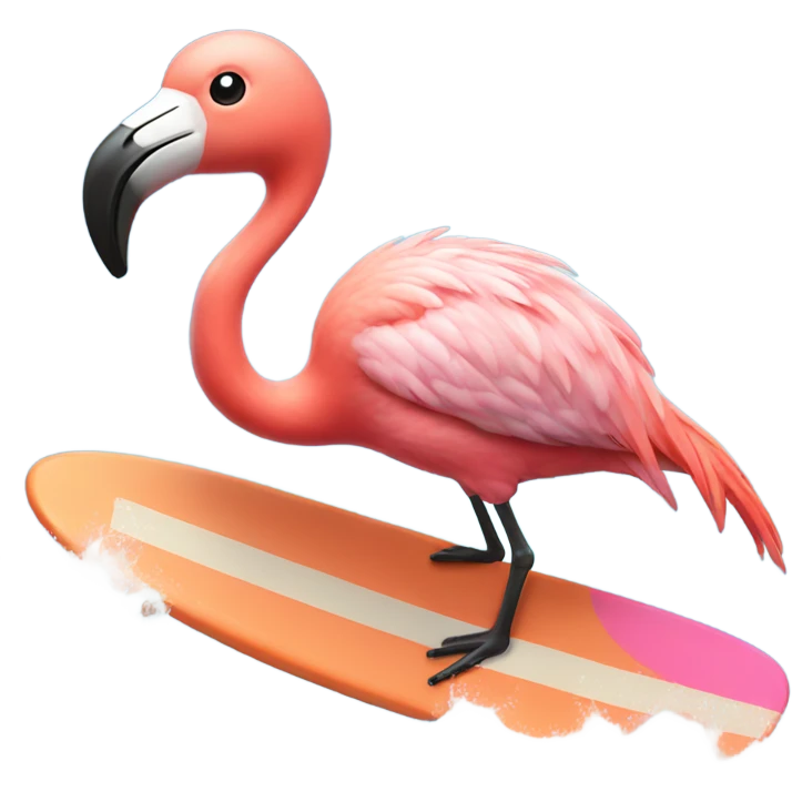 Flamingo surfing emoji