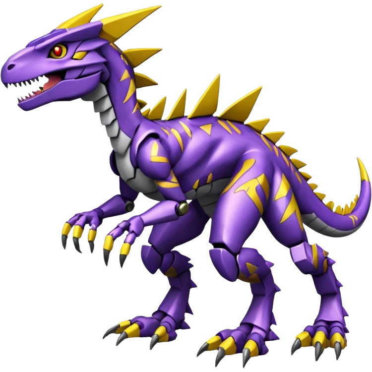 Cool Edgy Purple Yellow Digimon-Fakemon-Guilmon-Velociraptor-Dragon-Mecha full body emoji