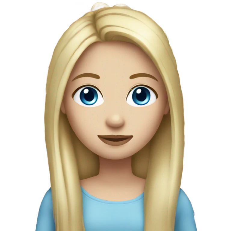 White girl with long blonde straight hair and Blue eyes  emoji