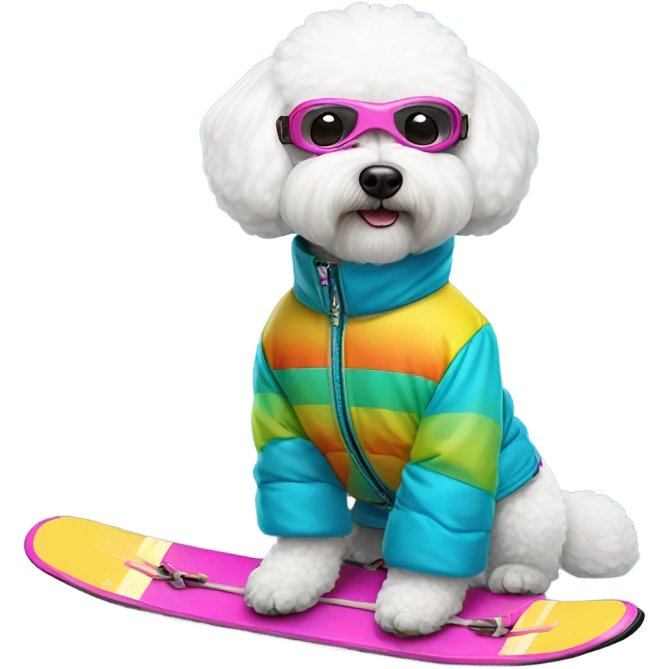 bichon havanais on skis  emoji
