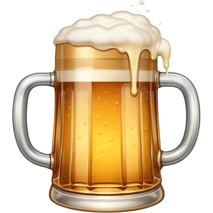 A wobbly tankard overflowing with beer emoji