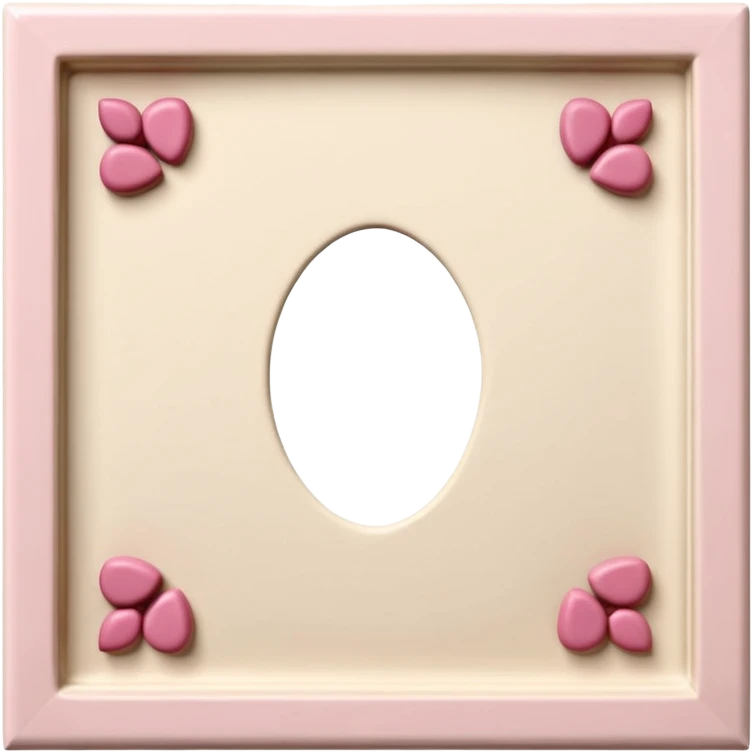 Quadratische Basisplatte mit abgerundeten Ecken, Farben: sanftes Beige für die Platte, zartes Rosa für die Öffnung). Details: Zentraler Kreis (Stomaöffnung) mit kleinen Löchern rundherum. Leichte Schatten für einen 3D-Effekt. Transparenter ovaler Beutel oben angedeutet, mit Klettverschluss. emoji