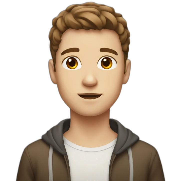 White boy with half brown hair and brown eyes emoji