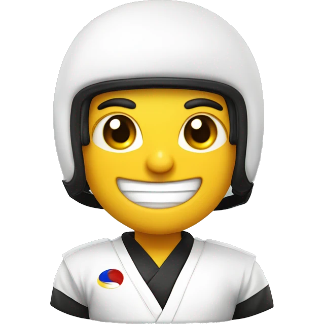Cara feliz com capacete de taekwondo  emoji