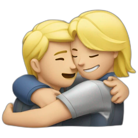 blond and tin guys hug emoji