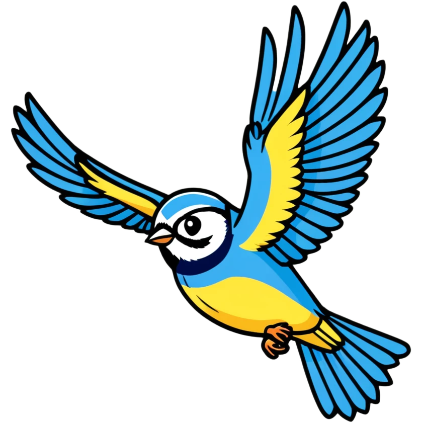 Eurasian blue tit bird flying in the air emoji