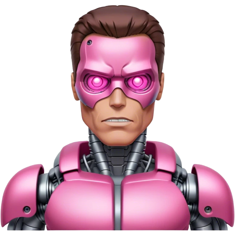 schwarzenegger-looking half robotic half human pink terminator  emoji