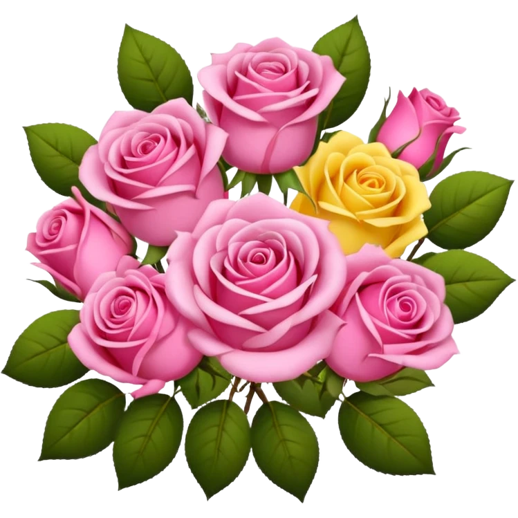 A bouquet of flowers, composed of pink roses and yellow roses. emoji