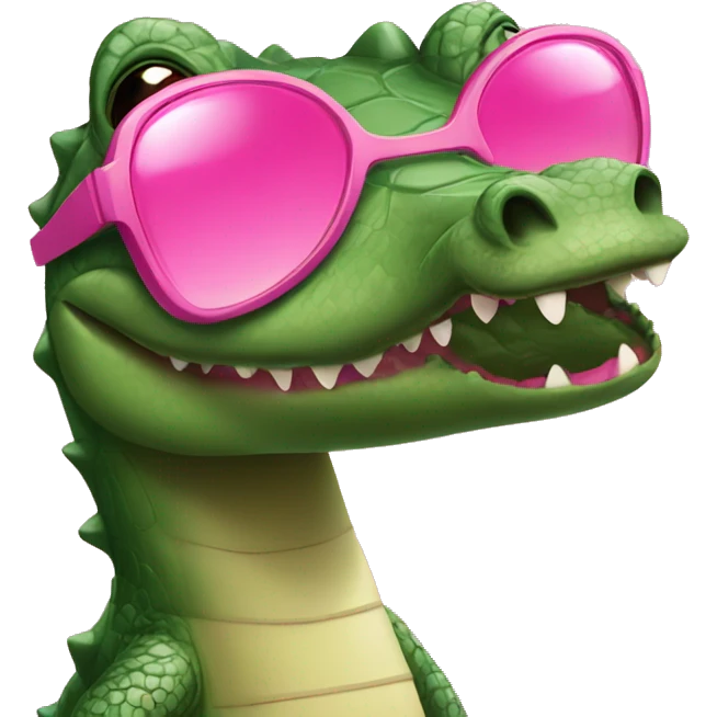 Crocodile with pink shorts and pink lipstick with pink sunglasses emoji