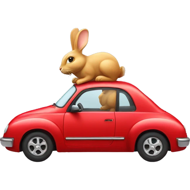 Rabit in the red car emoji