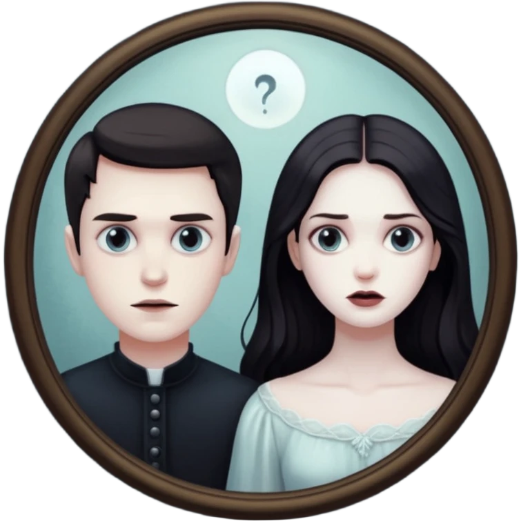 Spooky Man in mirror behind woman emoji