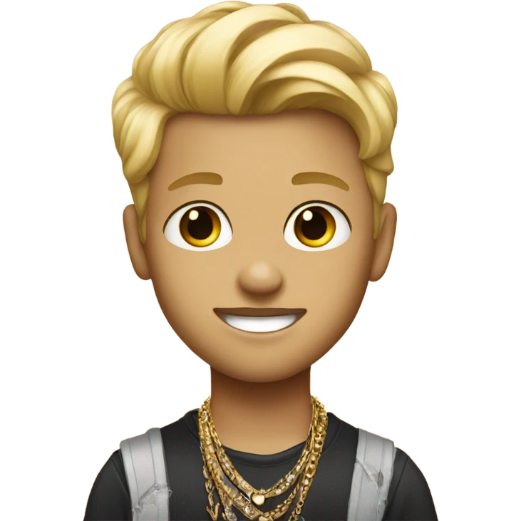 blonde boy in stylish jewelry emoji