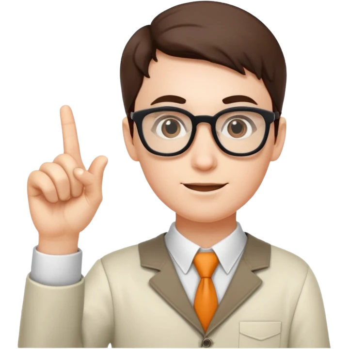 Nerd with pointer finger up emoji
