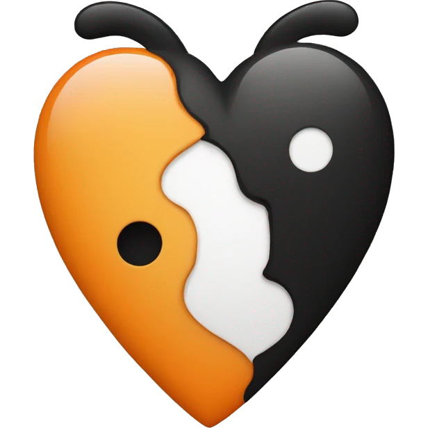 Half black and half orange heart emoji