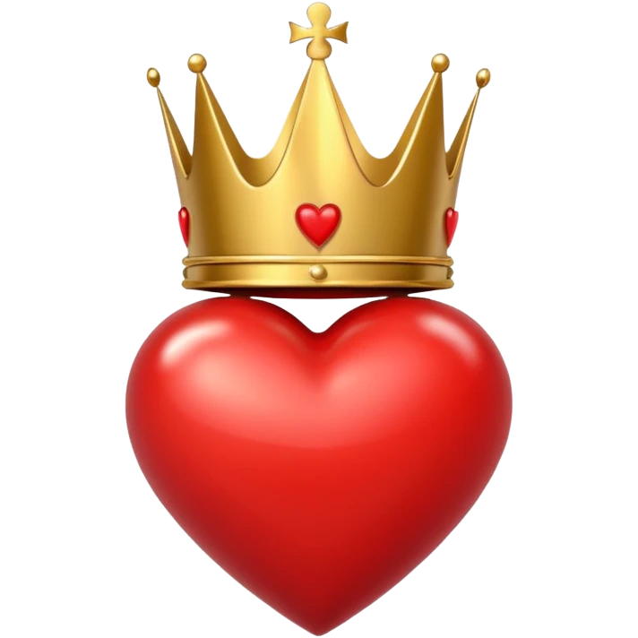 I want a red heart these emoji ❤️ and i also want a crown like this 👑 on it from front and it should be from a one side emoji emoji
