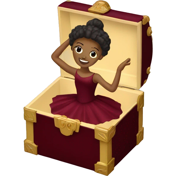 burgundy music box with ballerina emoji