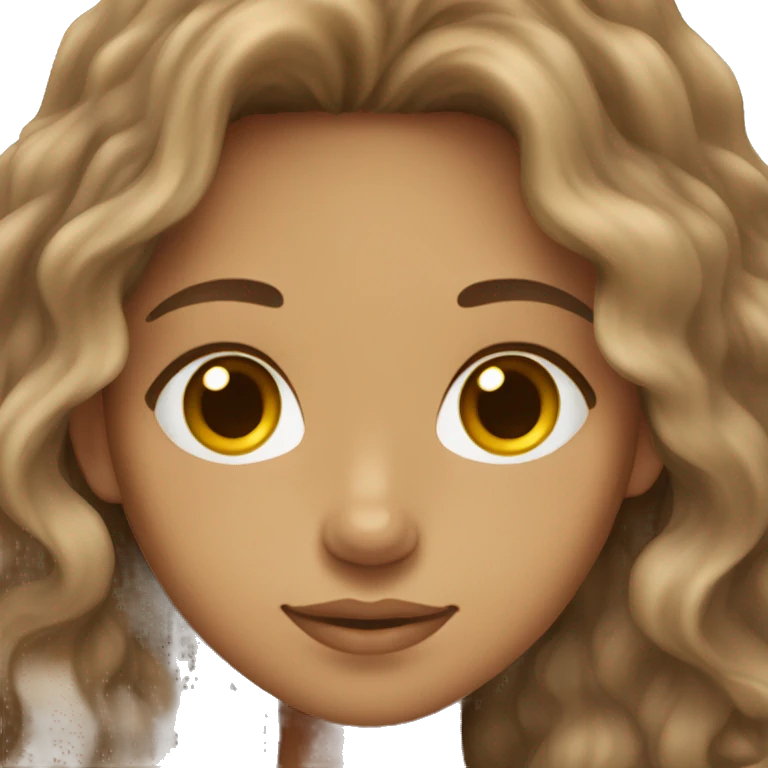 Brown wavy longhaired brown eyed light skin girl emoji