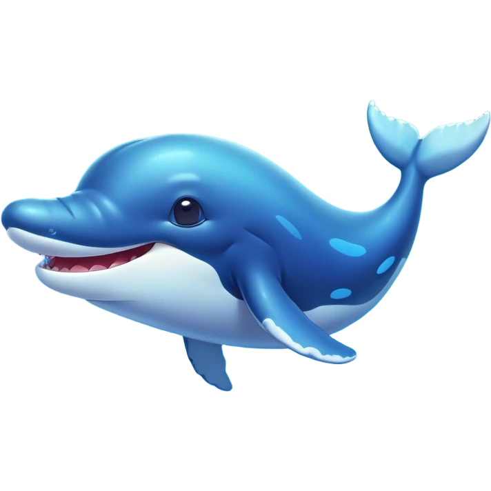 Cinematic Cute Humpback Whale Portrait Emoji, Head tilted playfully and inquisitively, featuring a softly rounded body with bright, sparkling eyes and an adorably expressive mouth, Simplified yet irresistibly adorable features, highly detailed, glowing with a warm, ocean-blue glow, high shine, affectionate and gentle, stylized with a touch of whimsical aquatic charm, soft glowing outline, capturing the essence of a friendly and endearing whale that seems as if it could sing its way into your heart! emoji