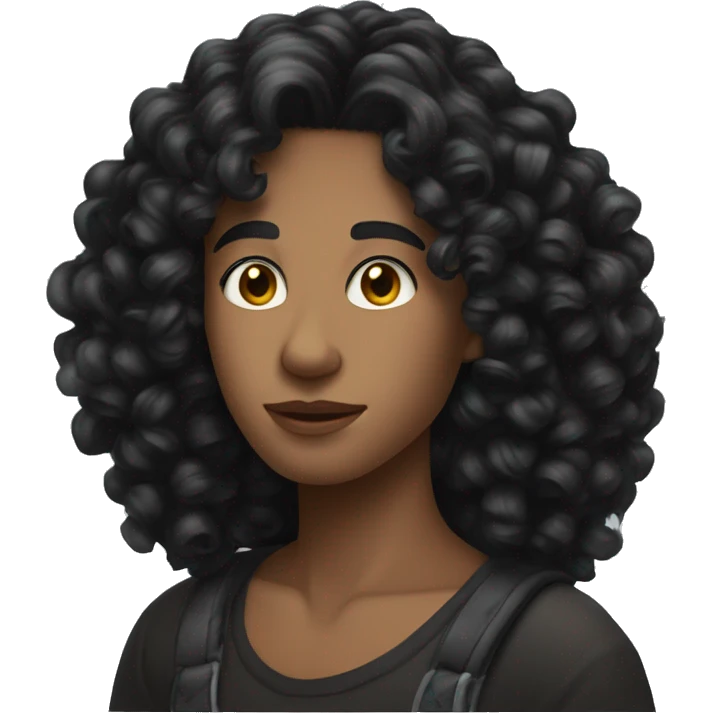 Black hair  big curly, sharp jawline, teen, fair skin emoji