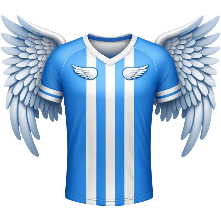White and blue football shirt with angel wings symbol emoji