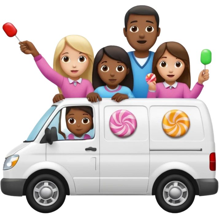 A black man forcing 3 little girls into a white van with candy emoji
