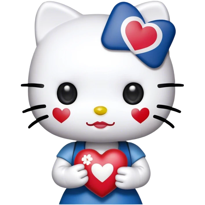 hello kitty with heartholding the South Korean flag heart emoji