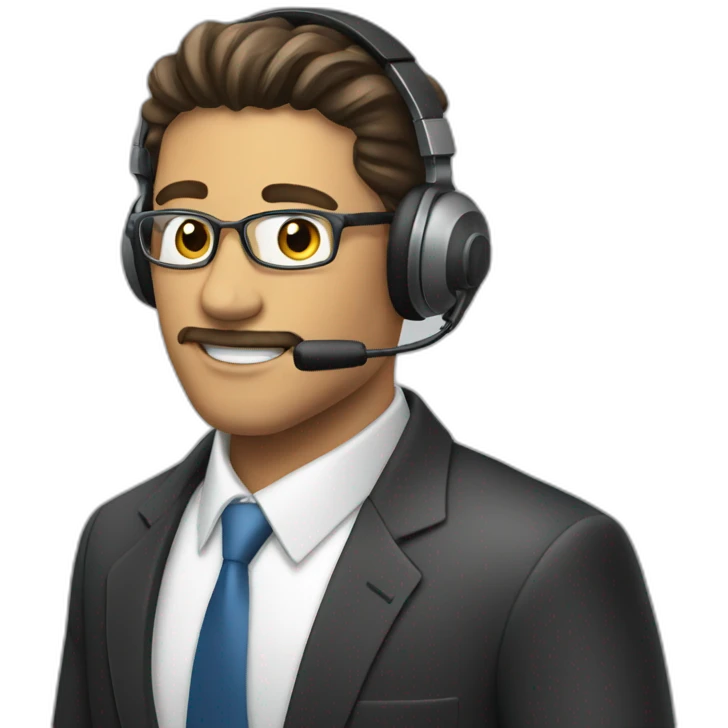 man in suit wearing headset and mic emoji