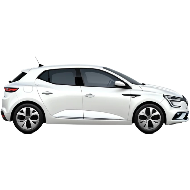Renault Megane E-Tech electric car, side view, sleek design, white color emoji