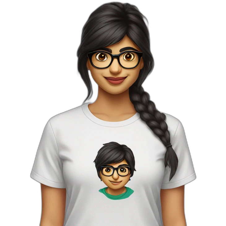 Mia khalifa avec un tee shirt emoji