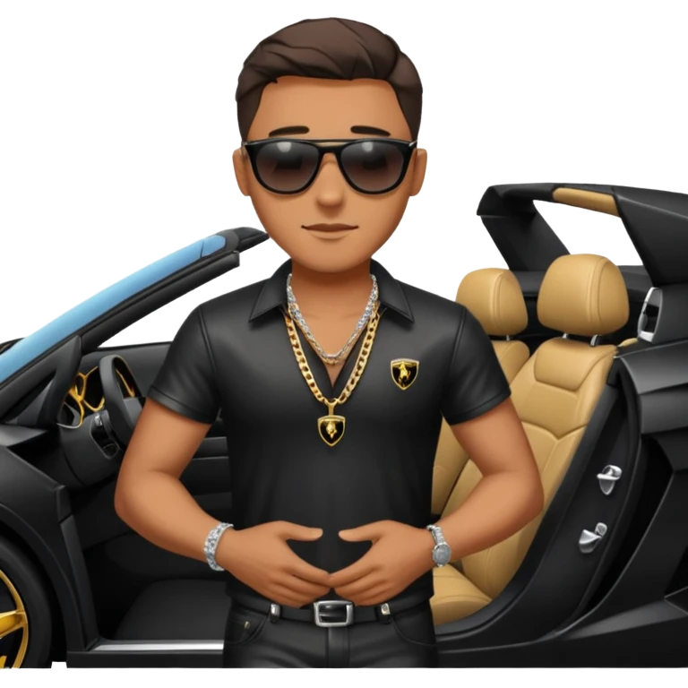 ultra rich man with diamond chain getting out of lamborghini emoji