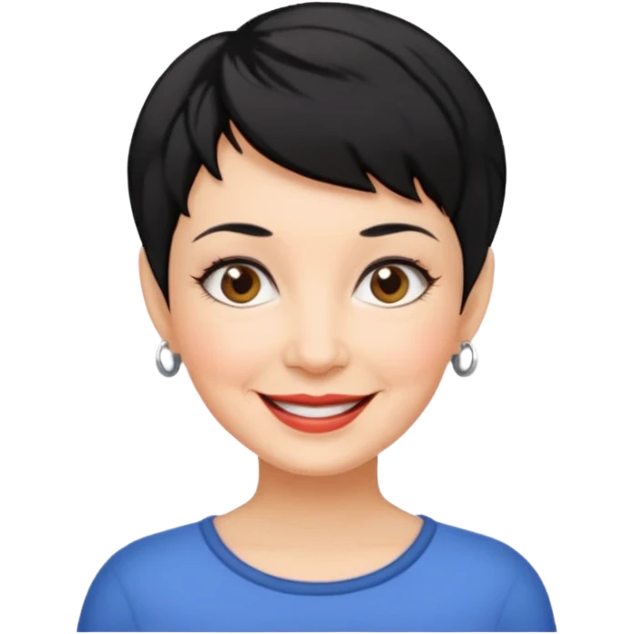 mujer mayor pelo negro pixie cut emoji