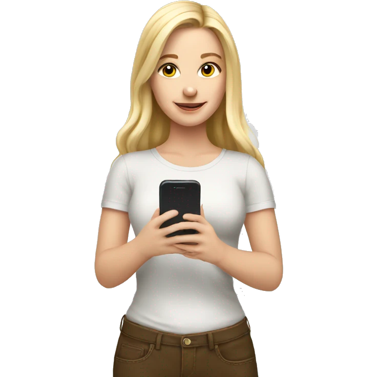 beautiful white girl scrolling phone emoji