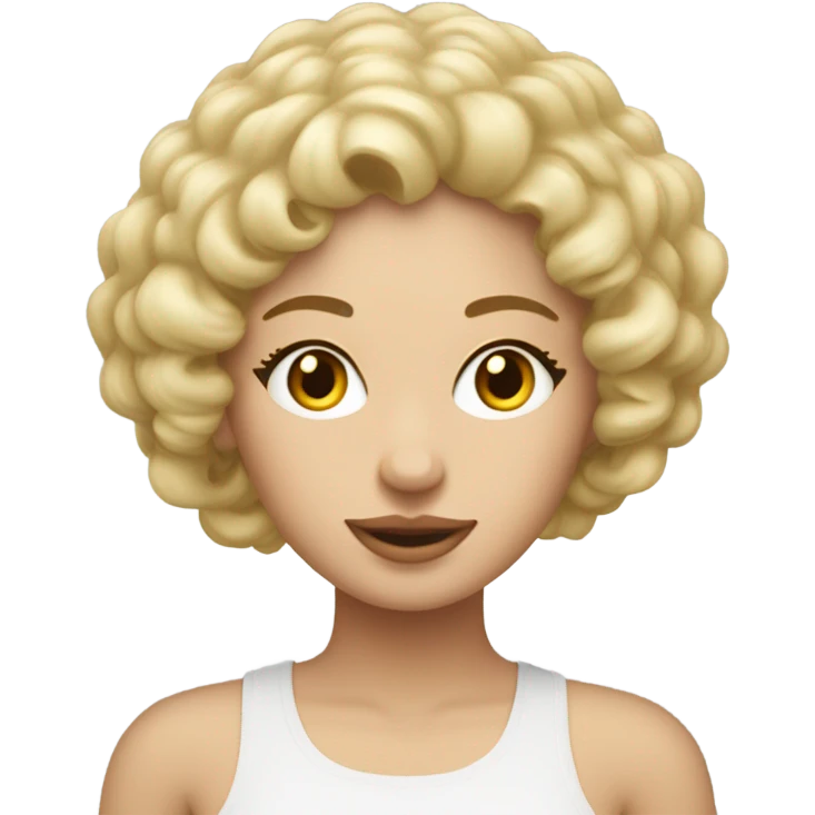 Grosse femme avec cheveux bouclés Blond, ￼￼ emoji