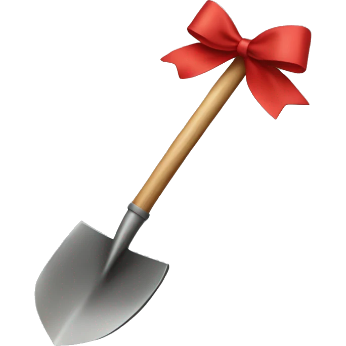 Shovel with a red bow on it emoji