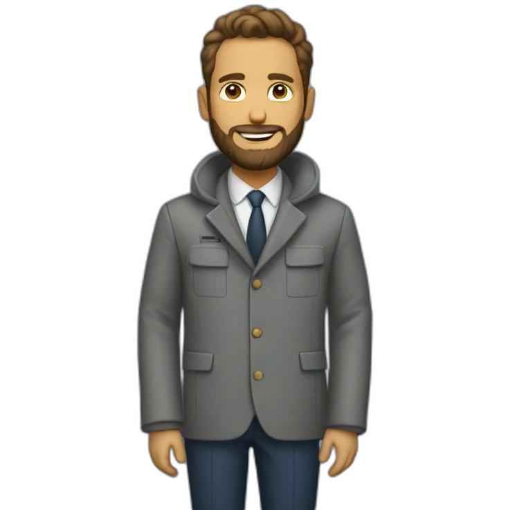 A full man image with coat and suite with beard and coolers emoji