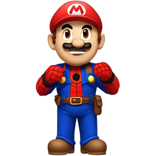 Mario with spider-man emoji